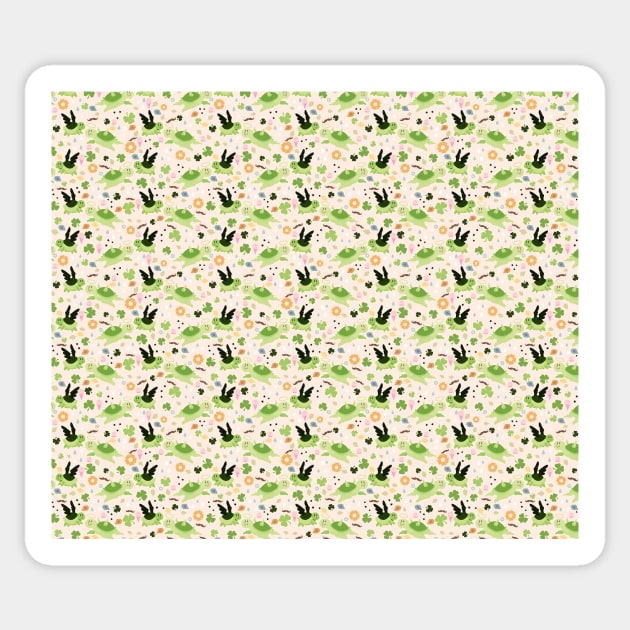 Lucky Green Turtle Pattern Sticker by saradaboru